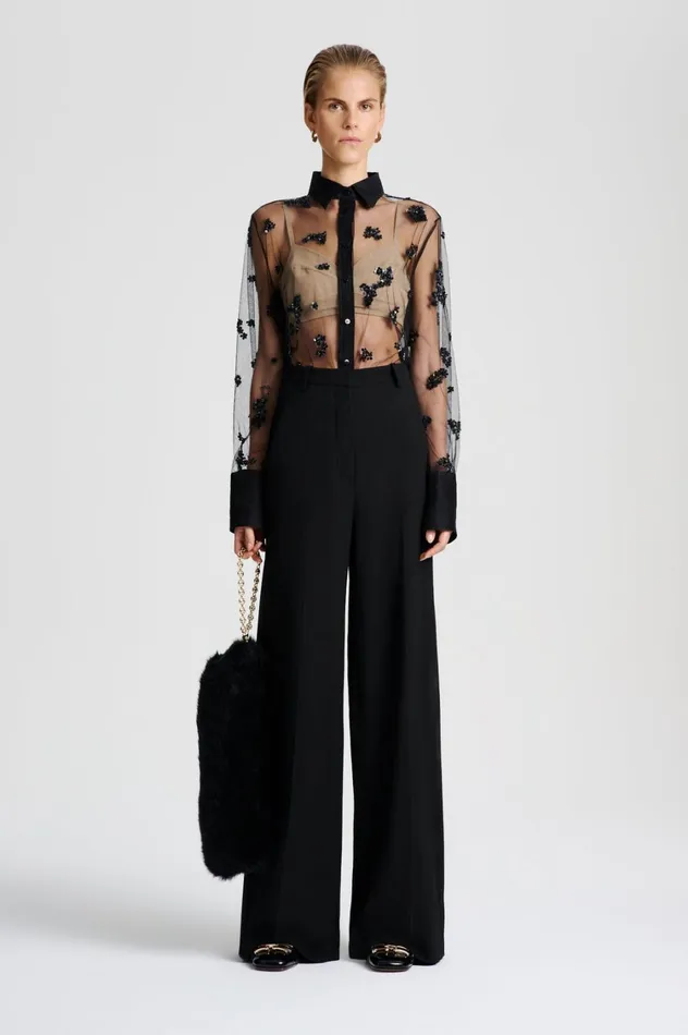 Trousers Women Scanlan Theodore GOTHAM TAILORED TROUSER Black