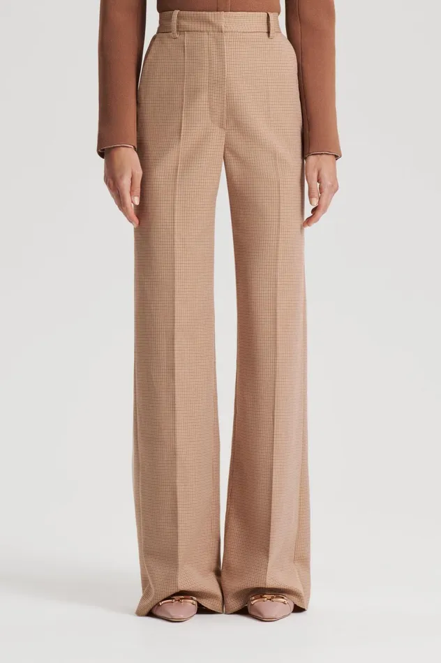 Trousers Women Scanlan Theodore PLAID TAILORED TROUSER Caramel Trousers Women Scanlan Theodore PLAID TAILORED TROUSER Caramel