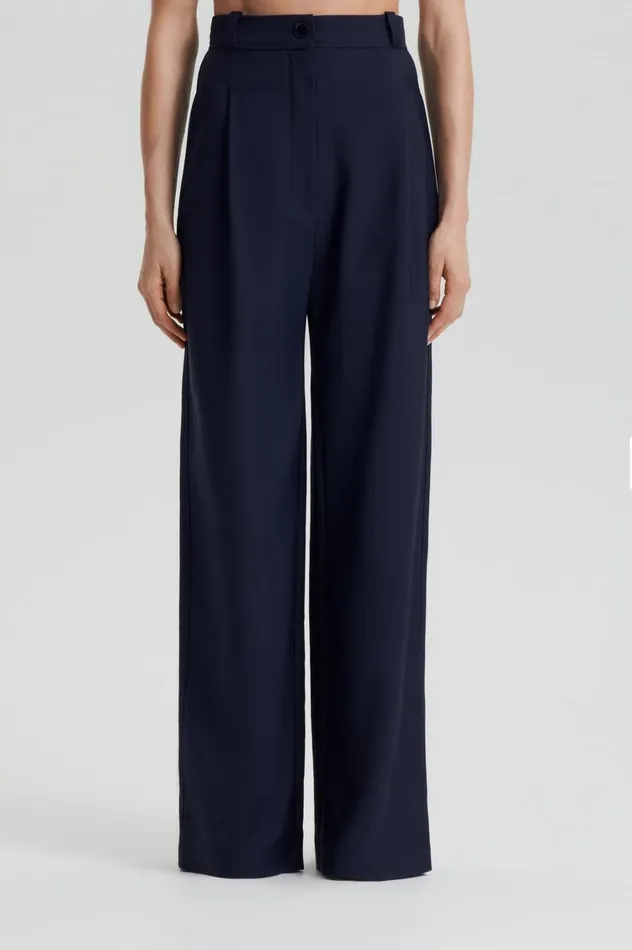 Trousers Women Scanlan Theodore PLEAT DRAPE LEG TROUSER Navy Trousers Women Scanlan Theodore PLEAT DRAPE LEG TROUSER Navy