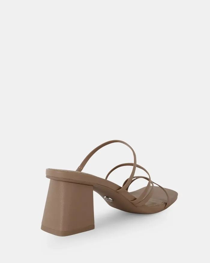 UNATHI CAMEL Mules Women Block Heels NOVO Shoes