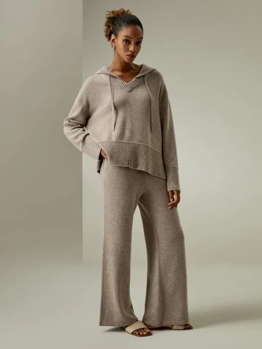 V Neck WoolCashmere Blend Hoodie Sweater Women Lilysilk Knitwear
