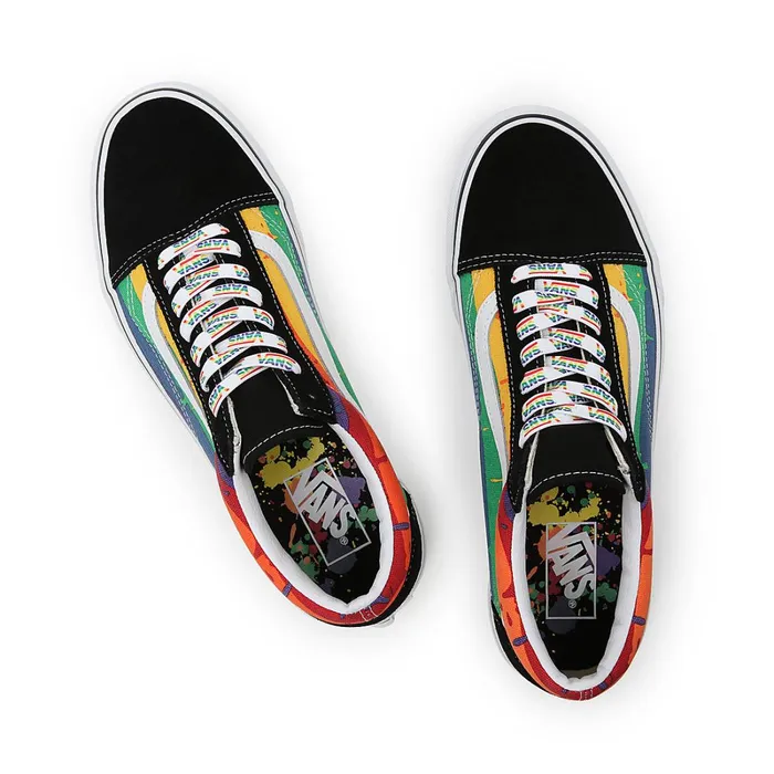 Vans Classics Men Rainbow Drip Old Skool Shoes Black Multicolour
