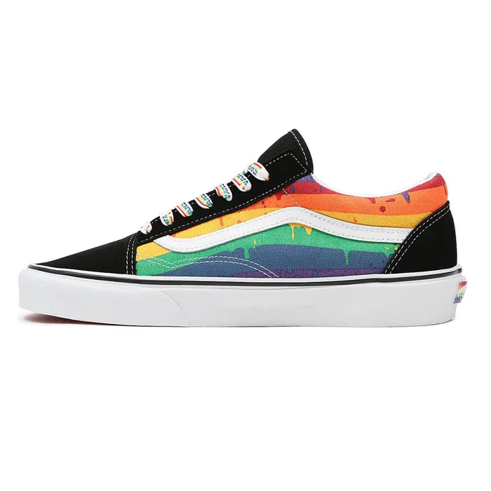 Vans Classics Men Rainbow Drip Old Skool Shoes Black Multicolour