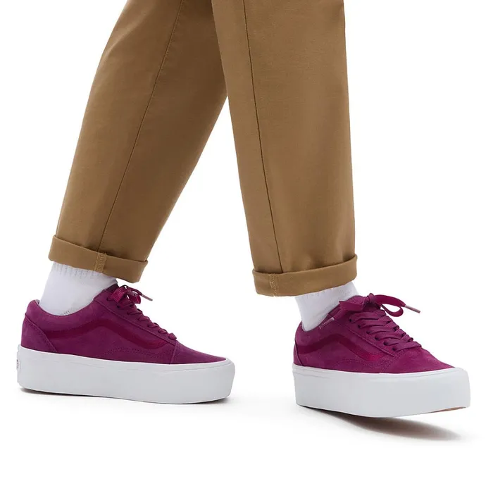 Vans Classics Women Old Skool Stackform Mono Embroidery Shoes Purple