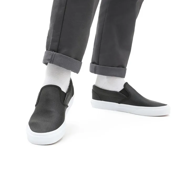 Vans Classics Women Perf Leather Classic SlipOn Shoes Black