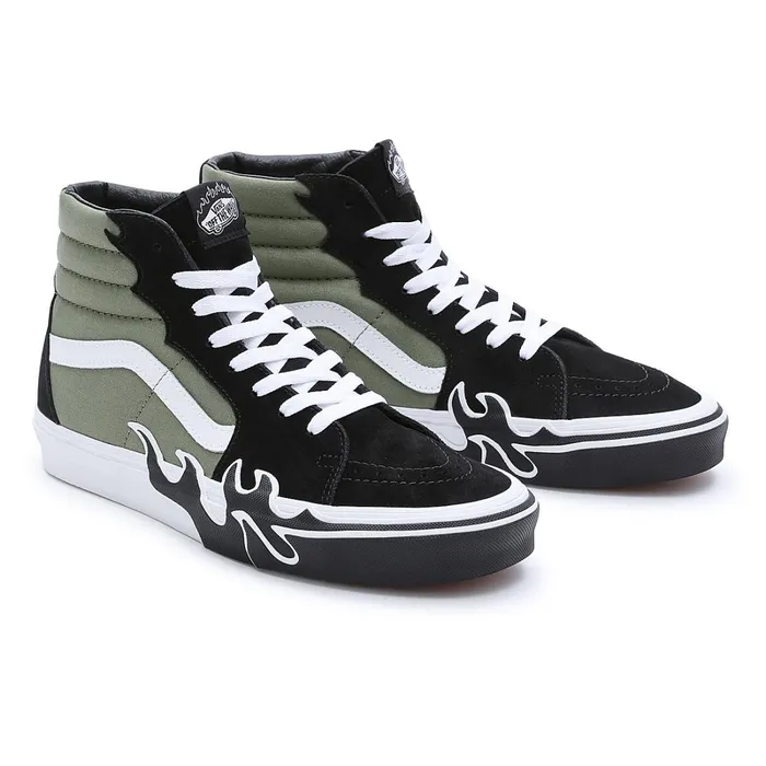 Vans HiTop Shoes Women Sk8Hi Flame Shoes Green