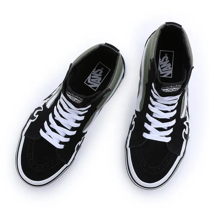 Vans HiTop Shoes Women Sk8Hi Flame Shoes Green