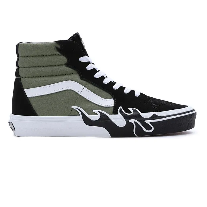 Vans HiTop Shoes Women Sk8Hi Flame Shoes Green