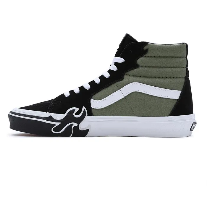 Vans HiTop Shoes Women Sk8Hi Flame Shoes Green