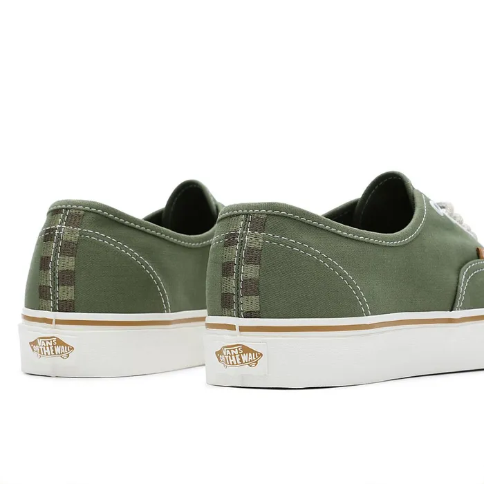 Vans Lowtop Shoes Women Authentic Embroidered Check Shoes Green