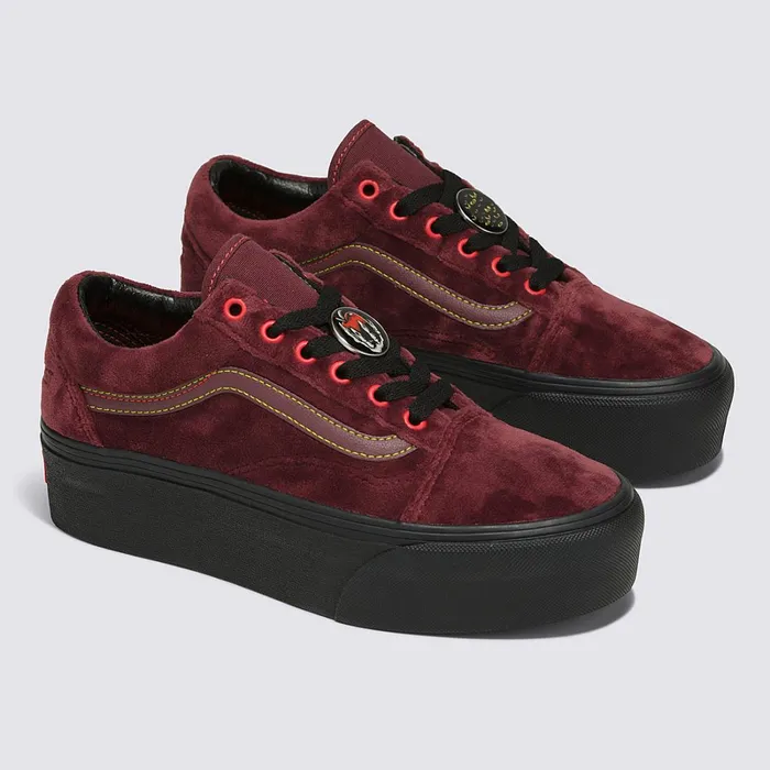Vans Lowtop Shoes Women Disney X Old Skool Stackform Shoes Red