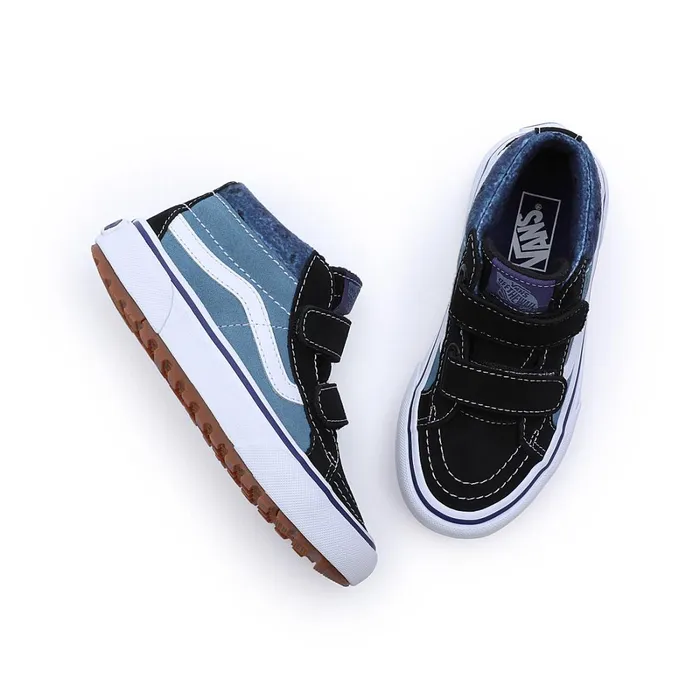 Vans MTE Shoes Kids Paisley Sk8Mid Reissue MTE1 Hook And Loop Shoes 48 Years Blue Black
