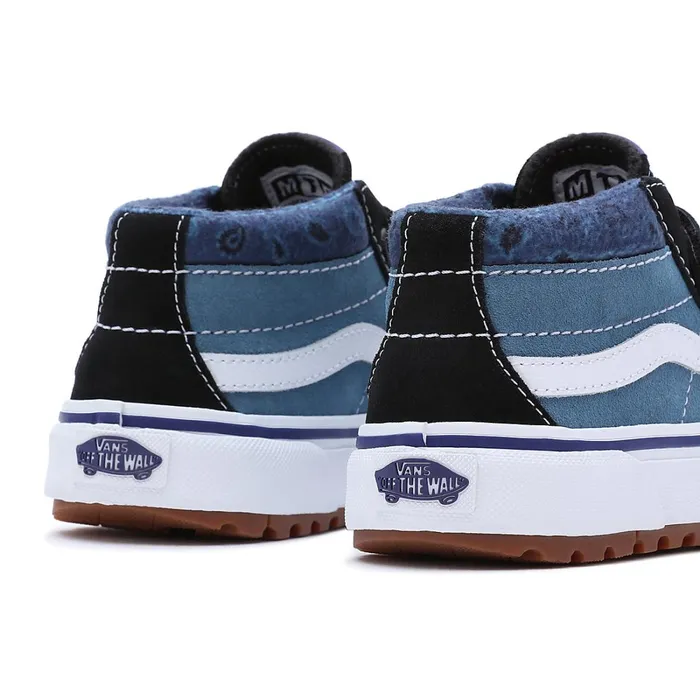 Vans MTE Shoes Kids Paisley Sk8Mid Reissue MTE1 Hook And Loop Shoes 48 Years Blue Black