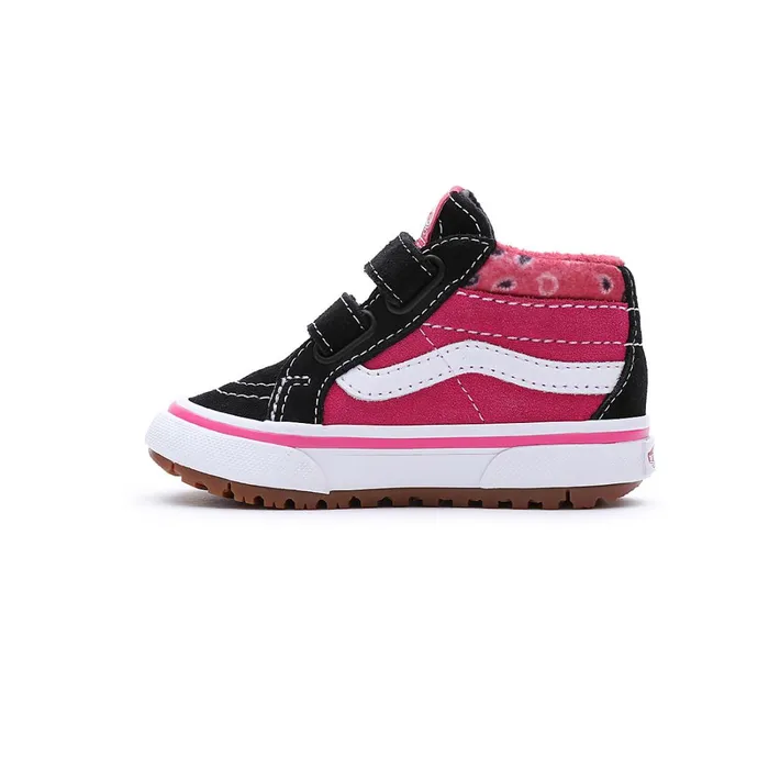 Vans MTE Shoes Kids Toddler Paisley Sk8Mid Reissue MTE1 Hook And Loop Shoes 14 Years Black Pink