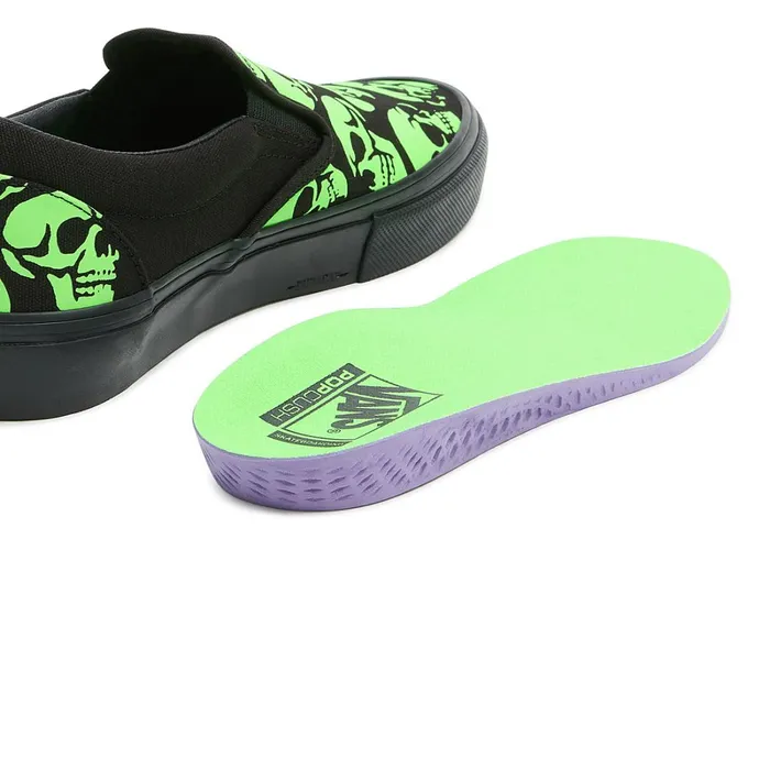 Vans Skate Shoes Men Skate SlipOn Glow Skulls Shoes Green