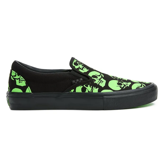 Vans Skate Shoes Men Skate SlipOn Glow Skulls Shoes Green