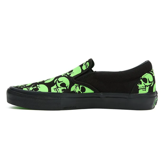 Vans Skate Shoes Men Skate SlipOn Glow Skulls Shoes Green