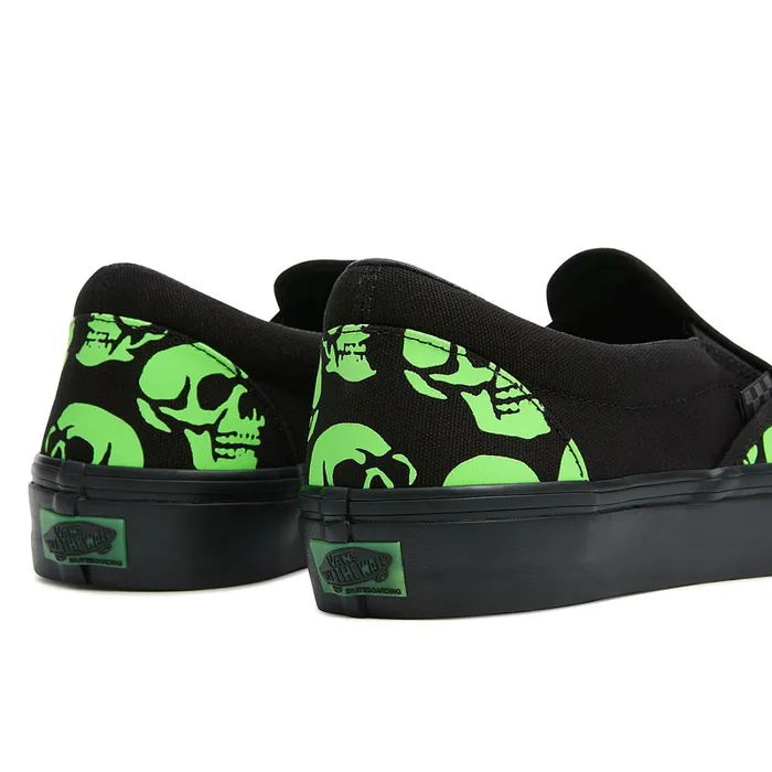 Vans Skate Shoes Men Skate SlipOn Glow Skulls Shoes Green