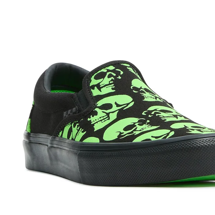 Vans Skate Shoes Men Skate SlipOn Glow Skulls Shoes Green
