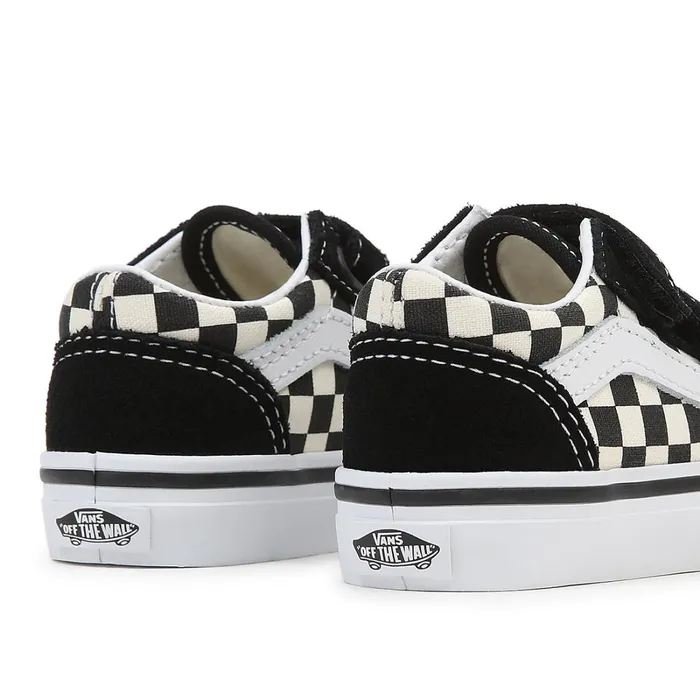 Vans View All Kids Toddler Primary Check Old Skool Hook And Loop Shoes 14 Years Black White