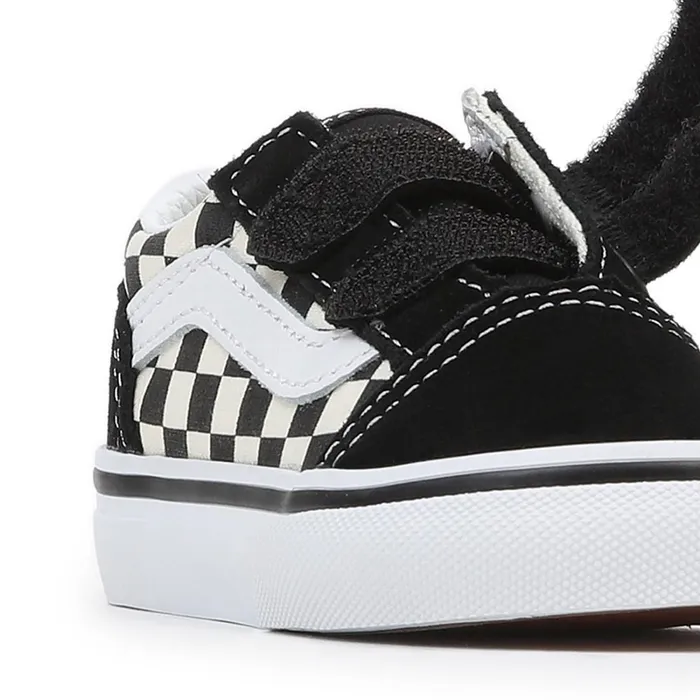 Vans View All Kids Toddler Primary Check Old Skool Hook And Loop Shoes 14 Years Black White