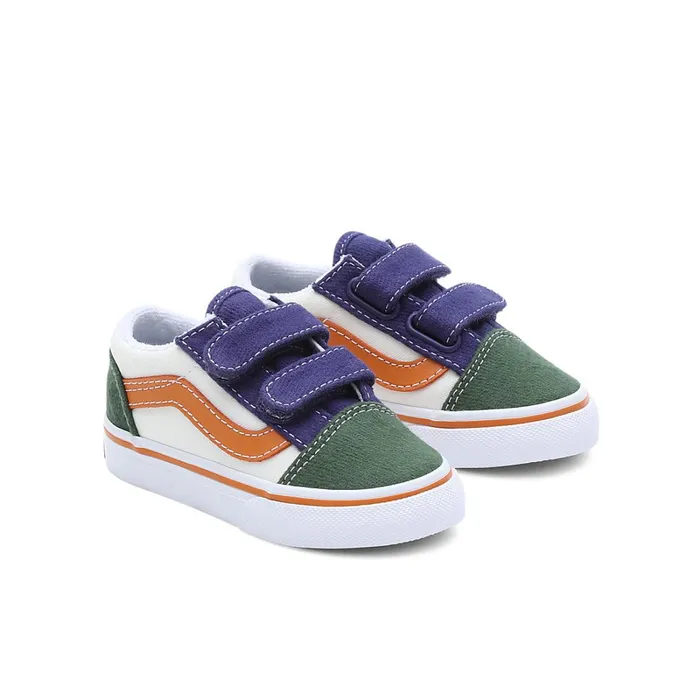 Vans View All Kids Toddler Twill Block Old Skool Hook And Loop Shoes 14 Years Multicolour