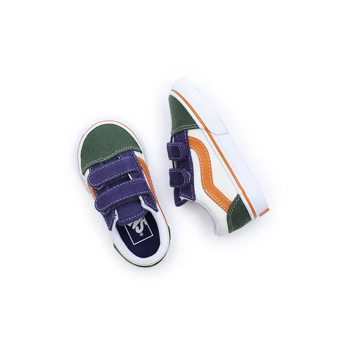 Vans View All Kids Toddler Twill Block Old Skool Hook And Loop Shoes 14 Years Multicolour