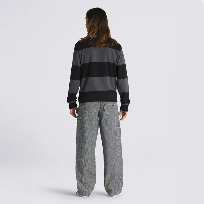 Vans View All Men Drill Chore Loose Tapered Carpenter Hickory Stripe Trousers Blue