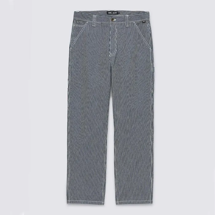 Vans View All Men Drill Chore Loose Tapered Carpenter Hickory Stripe Trousers Blue