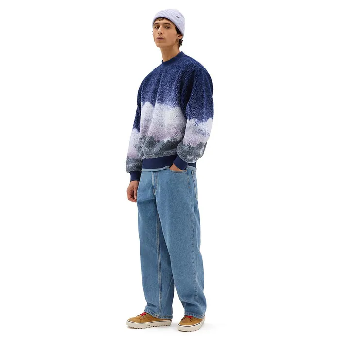 Vans View All Men Overlook Sherpa Fleece Crew Sweatshirt Blue