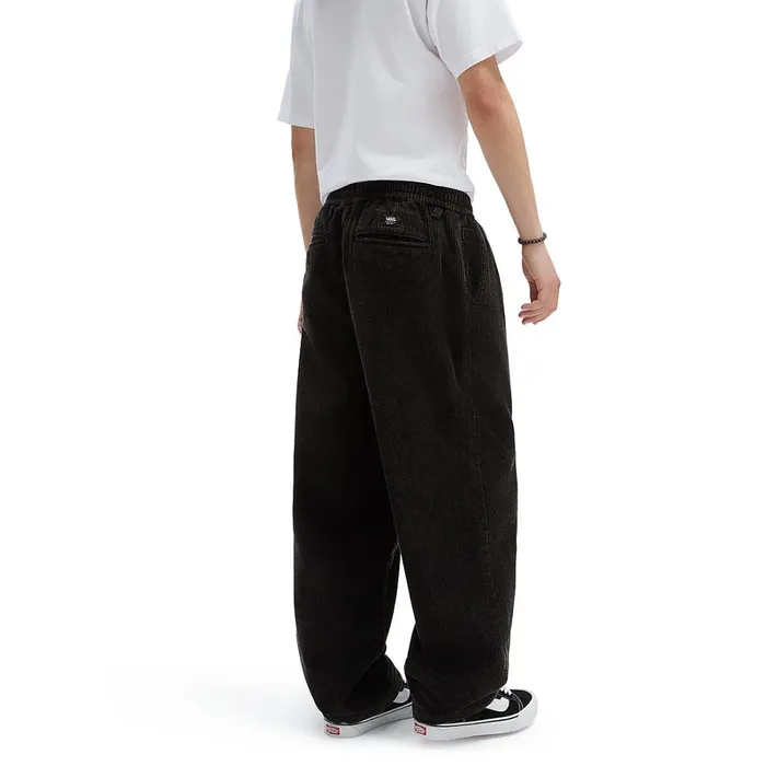Vans View All Men Range Baggy Tapered Corduroy Acid Wash Elastic Waist Trousers Black