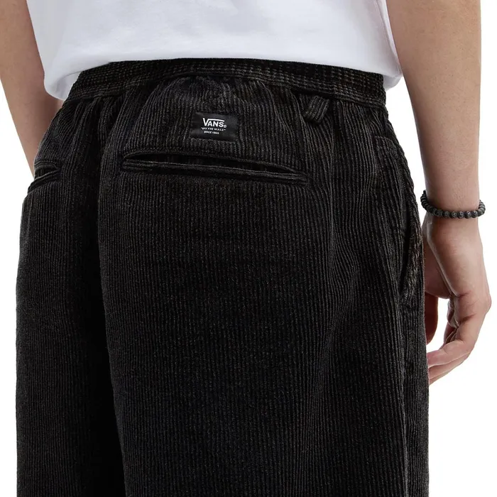 Vans View All Men Range Baggy Tapered Corduroy Acid Wash Elastic Waist Trousers Black