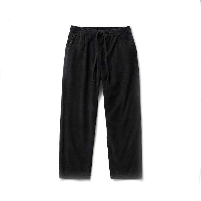 Vans View All Men Range Baggy Tapered Corduroy Acid Wash Elastic Waist Trousers Black