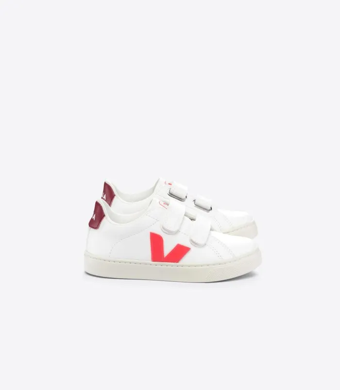 VEJA Esplar Kids ESPLAR CHROMEFREE LEATHER WHITE ROSE FLUO MARSALA