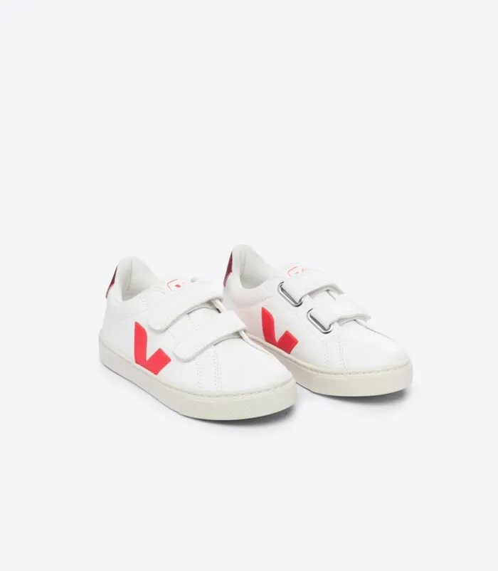 VEJA Esplar Kids ESPLAR CHROMEFREE LEATHER WHITE ROSE FLUO MARSALA