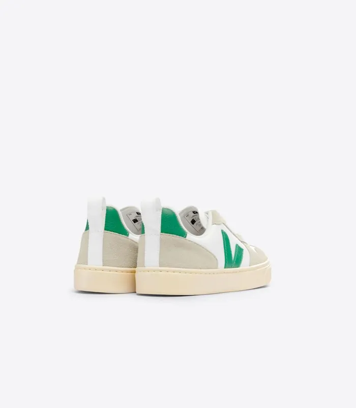 VEJA V10 Kids V10 CHROMEFREE LEATHER WHITE EMERAUDE ALMOND