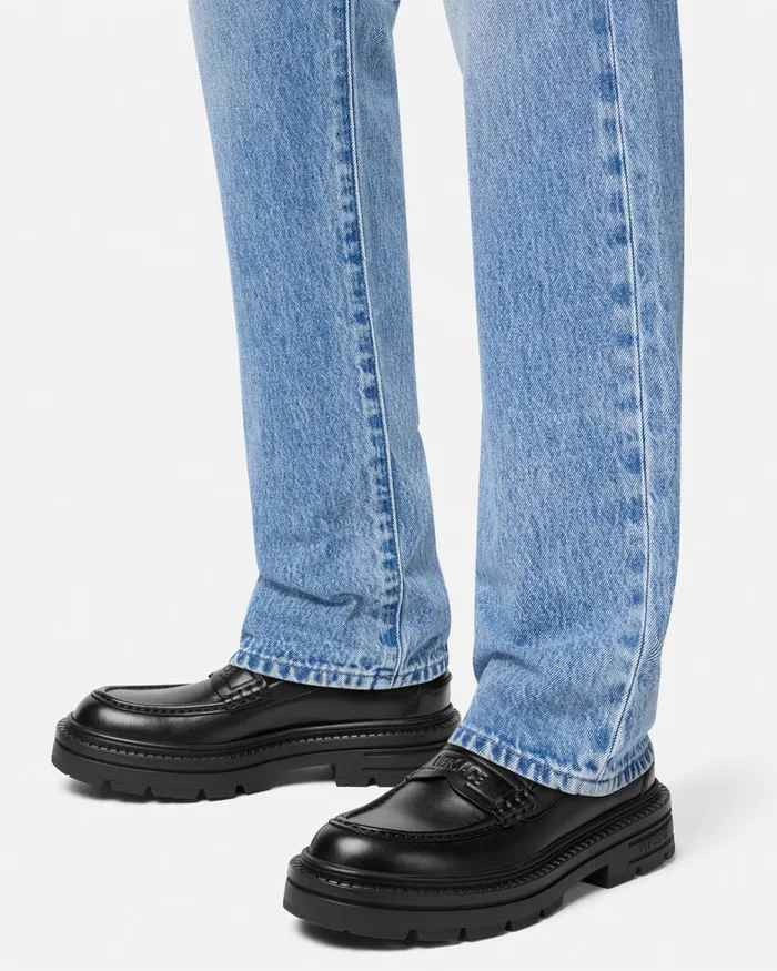 Versace Adriano Loafers Black Men Loafers and Slippers