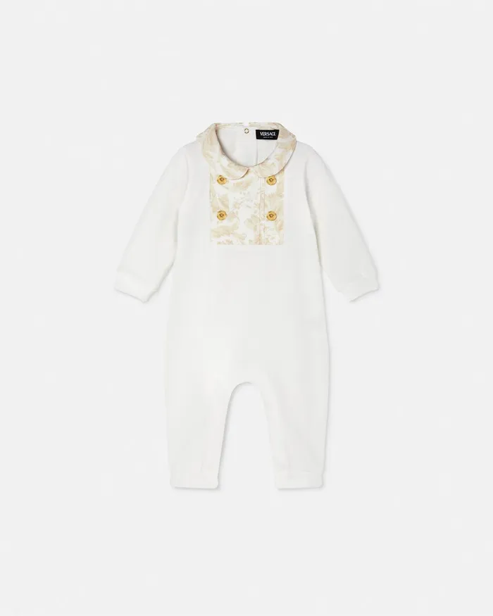 Versace Barocco Baby Sleepsuit Beige Kids Clothing