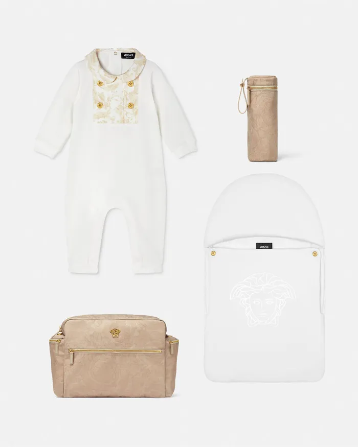 Versace Barocco Baby Sleepsuit Beige Kids Clothing