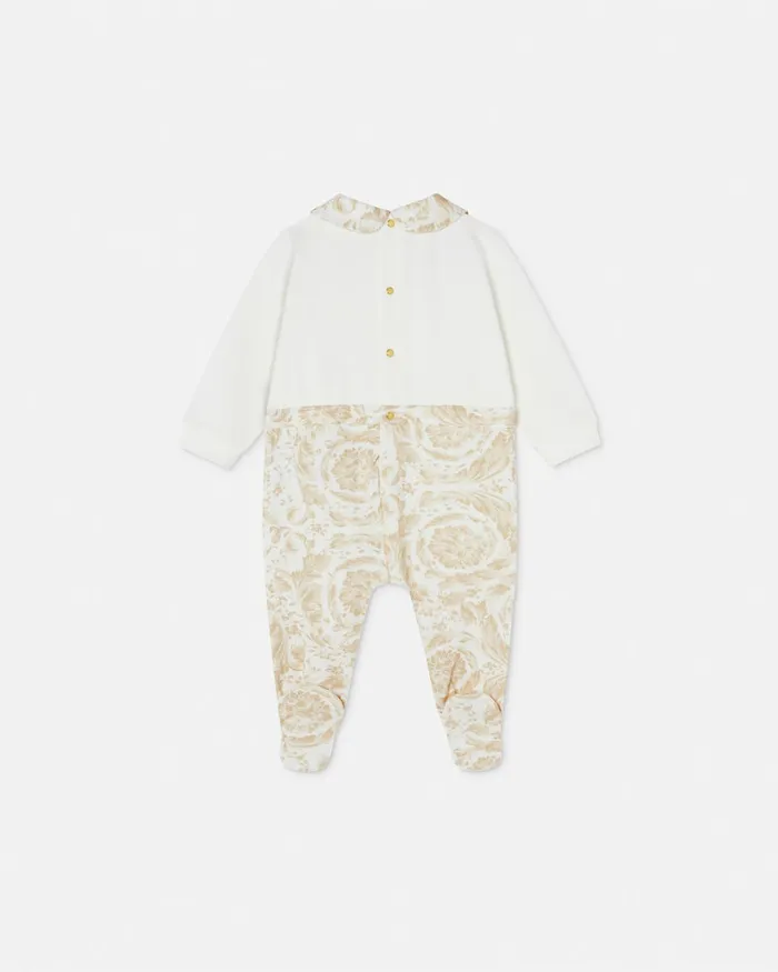 Versace Barocco Baby Sleepsuit Beige Kids Clothing