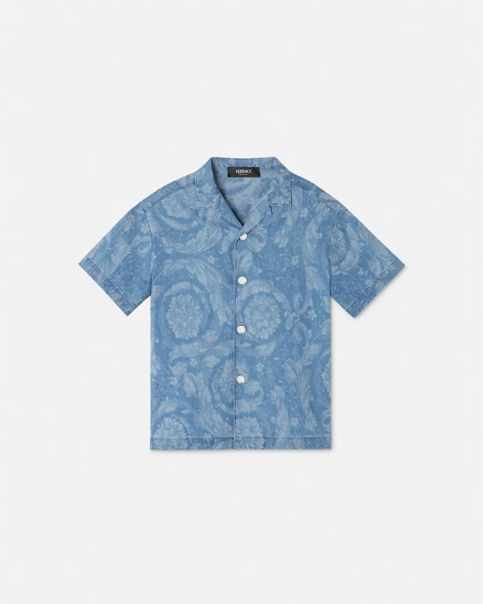 Versace Barocco Chambray Shirt Light Blue Kids Shirts