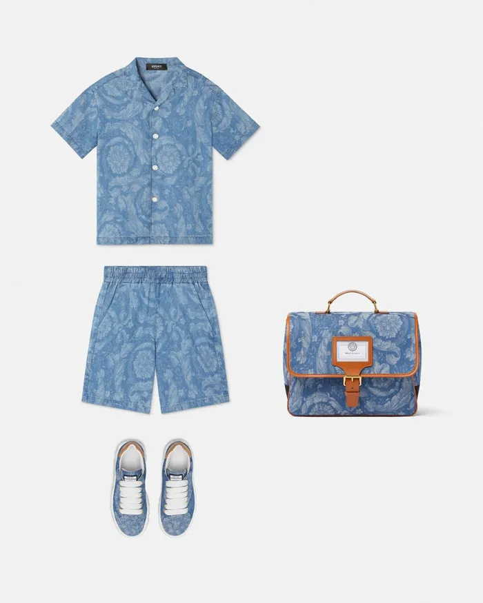 Versace Barocco Chambray Shirt Light Blue Kids Shirts