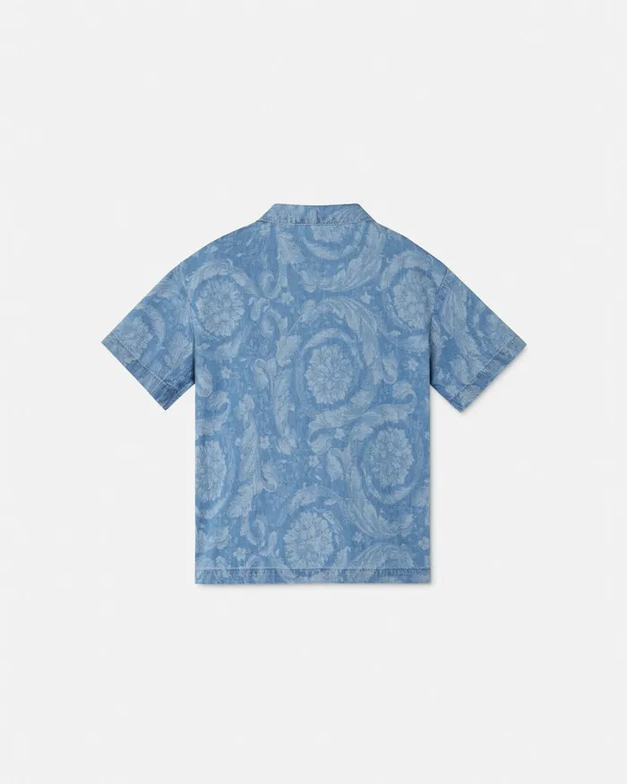 Versace Barocco Chambray Shirt Light Blue Kids Shirts