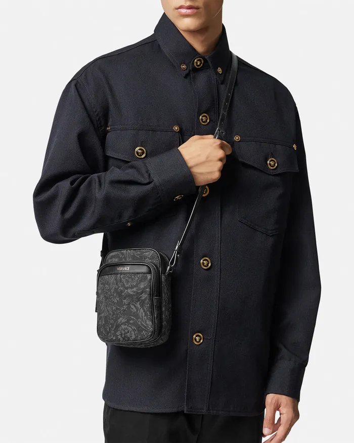 Versace Barocco Crossbody Bag Blackprint Men Crossbody and Messengers