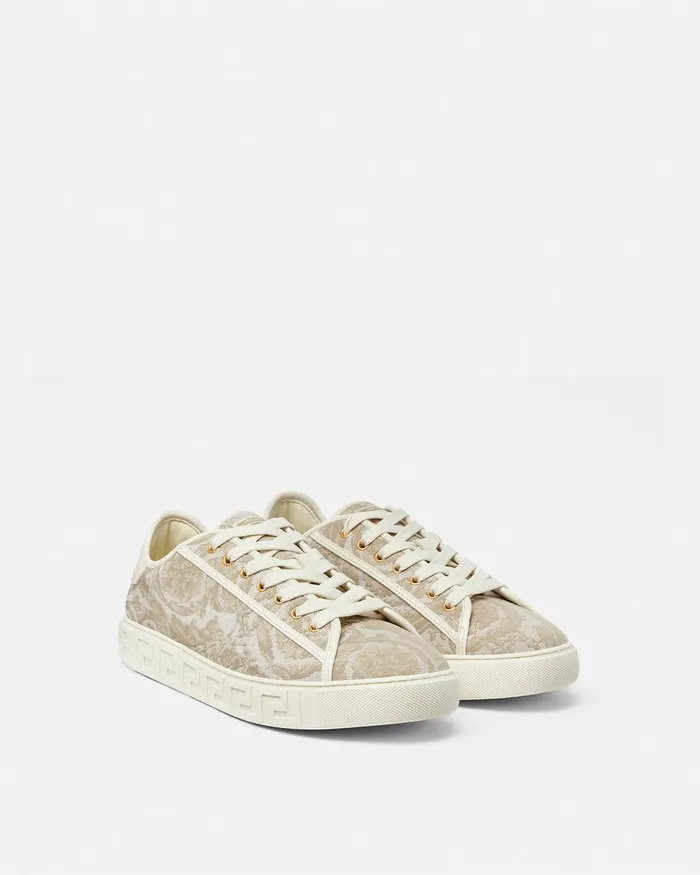 Versace Barocco Greca Sneakers Beigeprint Men Sneakers