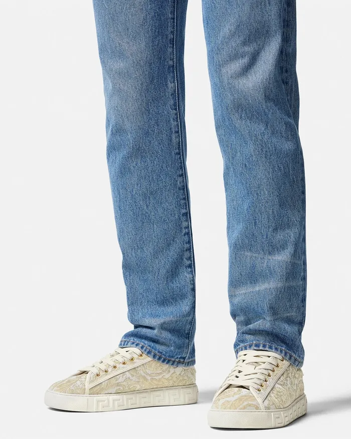 Versace Barocco Greca Sneakers Beigeprint Men Sneakers