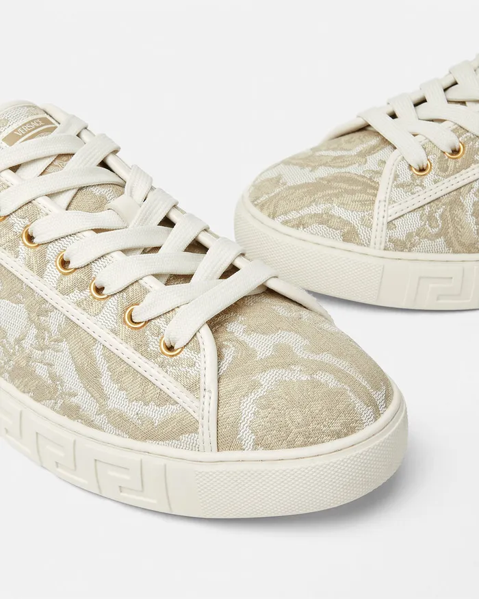 Versace Barocco Greca Sneakers Beigeprint Men Sneakers