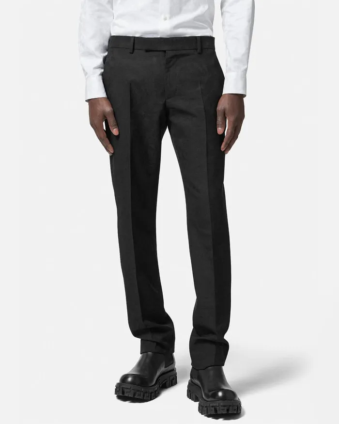Versace Barocco Jacquard Formal Trousers Black Men Blazers and Suits