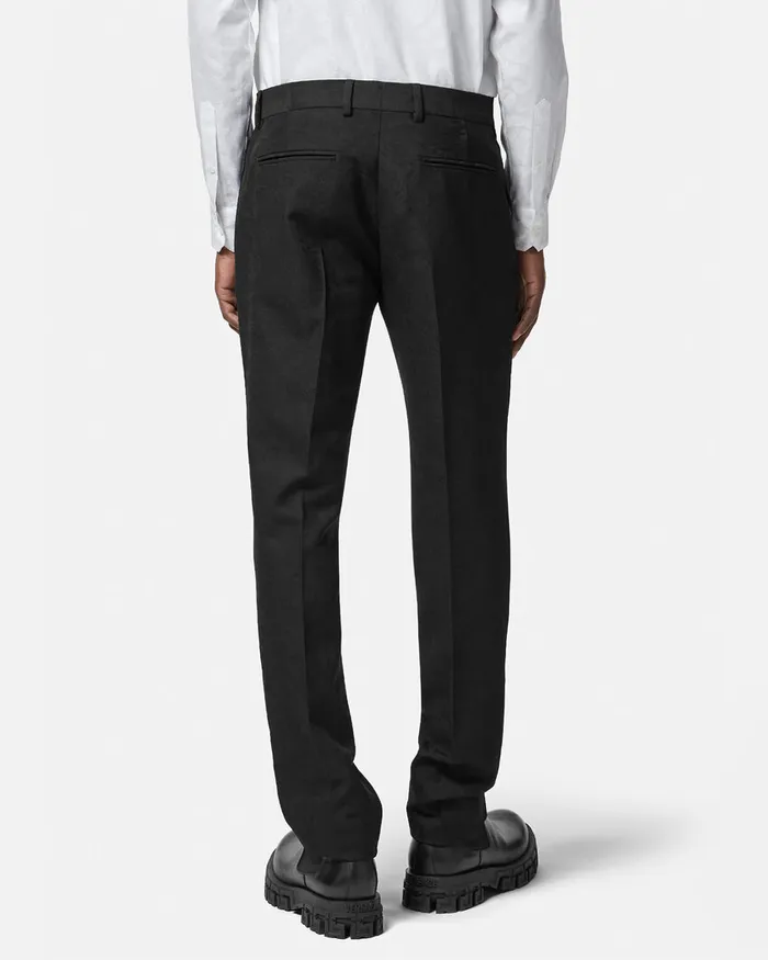 Versace Barocco Jacquard Formal Trousers Black Men Blazers and Suits