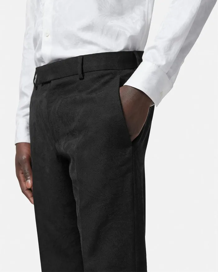 Versace Barocco Jacquard Formal Trousers Black Men Blazers and Suits